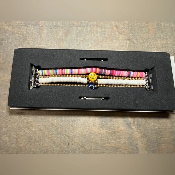 Posh Pink, White & Gold Multi-Stack Beaded Bracelet Set for Apple Watch. - Picture 4 of 8